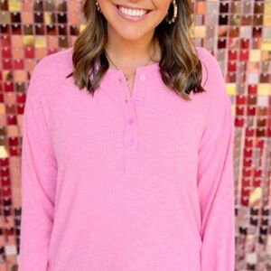 Basic Women's Top Ribbed Pink L (12/14)